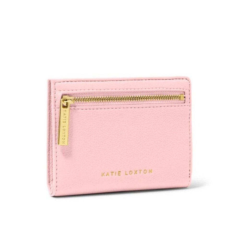 NWT KATIE LOXTON Jayde Wallet Cloud Pink Pebbled Faux Leather Gold Money Holder